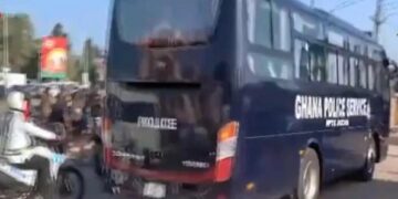 Police bus crushes motorcyclist to death at Tesano