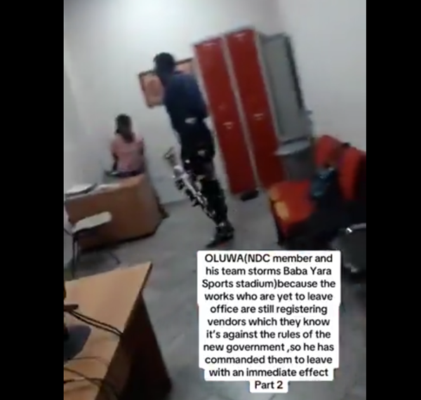 Armed NDC men escorts employees out of offices at Baba Yara Stadium [video]