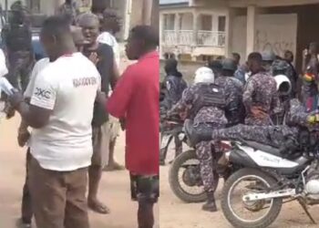 [IMAGES] Kasoa Opeikuma residents clash with Police and Landguards over eviction