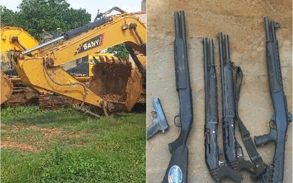 Anti-Galamsey Raid: 5 excavators, guns seized in a joint operation in Ahafo-Ano Southwest