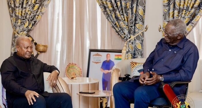 Kufuor visits Mahama to mourn victims of helicopter crash tragedy