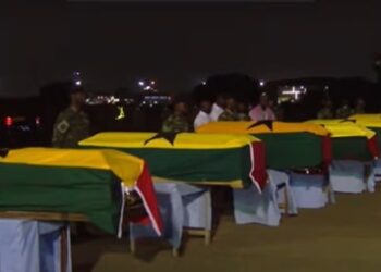 Mortal remains of eight helicopter crash victims arrive in Accra