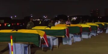 Mortal remains of eight helicopter crash victims arrive in Accra