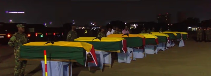 Mortal remains of eight helicopter crash victims arrive in Accra