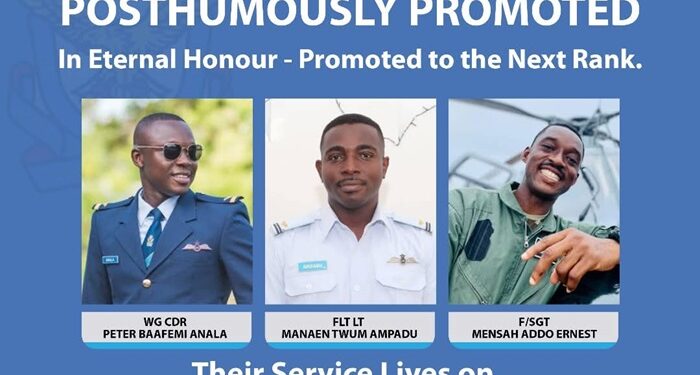 President Mahama confers posthumous promotions on three fallen Ghana Air Force heroes