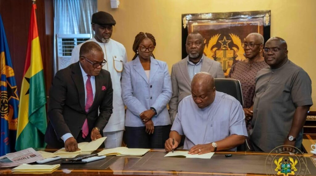 Mahama Assents to Five Bills with Major Amendments Across Security, Education, and Finance